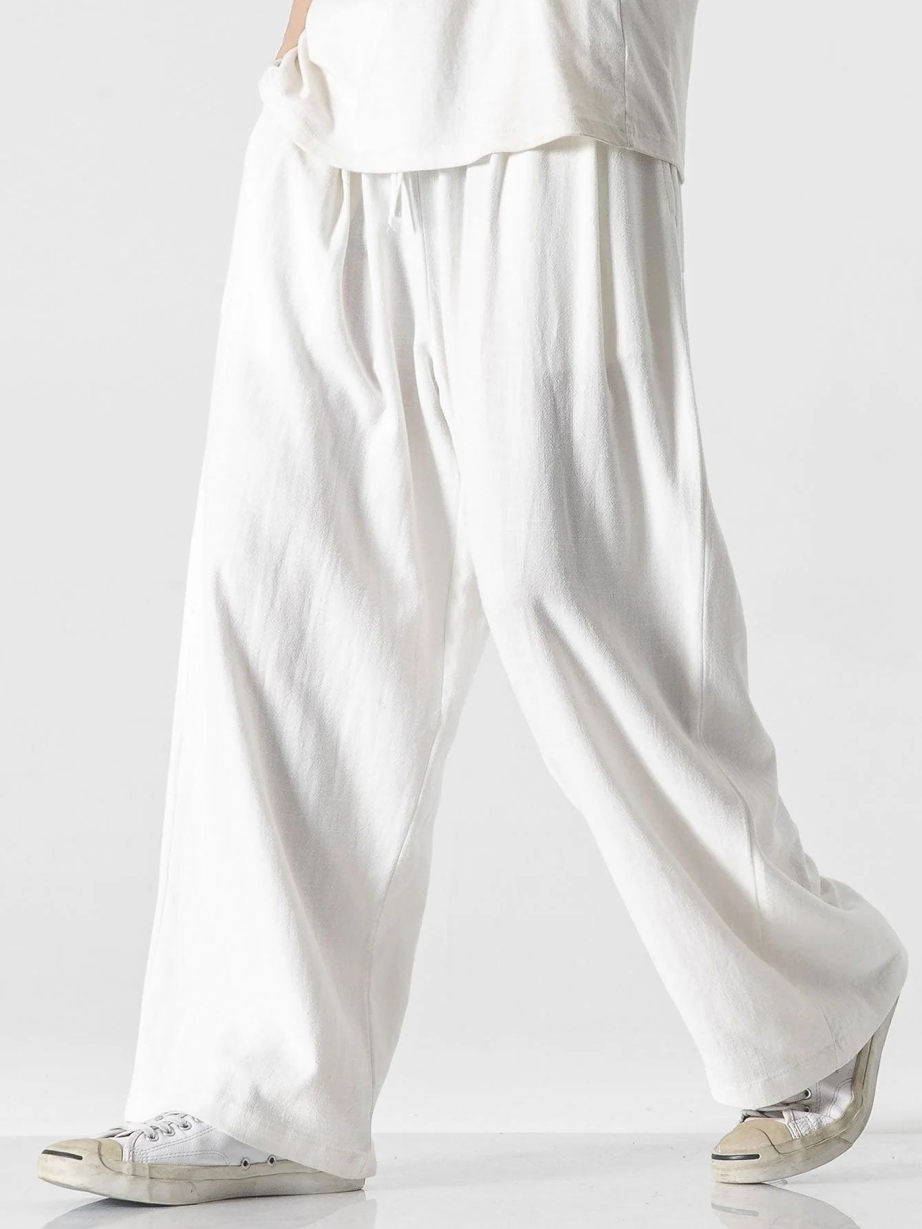 Ewan® | Wide Relax Fit Trousers In Linen And Cotton Mix - Image 4