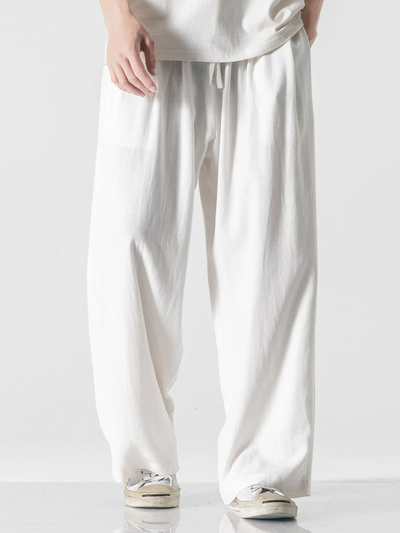 Ewan® | Wide Relax Fit Trousers In Linen And Cotton Mix - Image 5