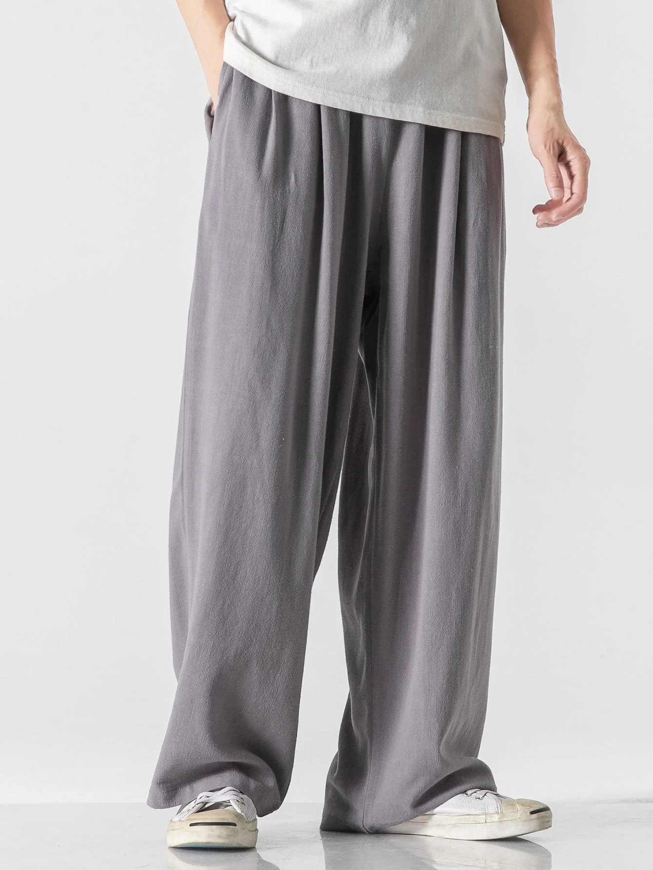 Ewan® | Wide Relax Fit Trousers In Linen And Cotton Mix - Image 6