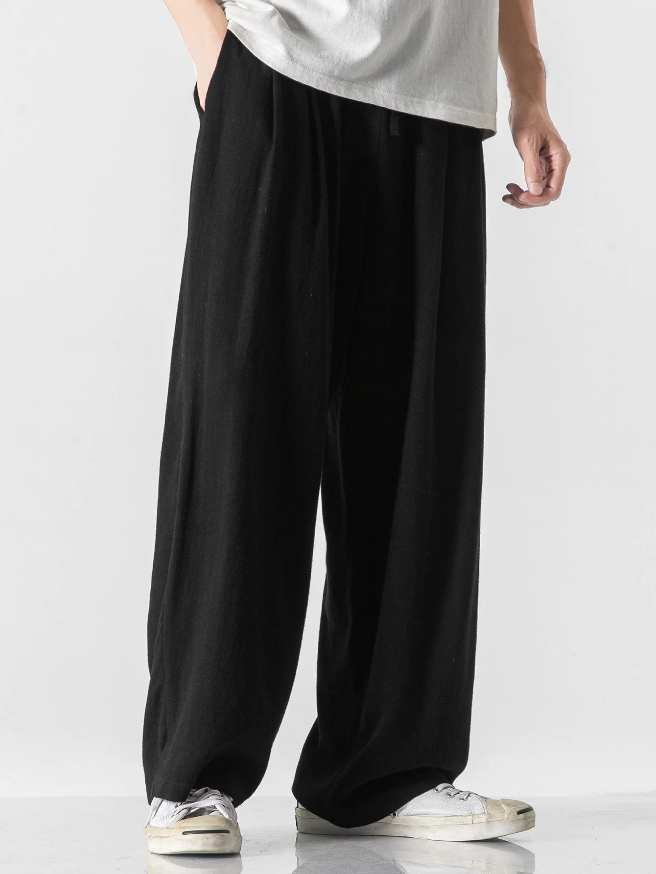 Ewan® | Wide Relax Fit Trousers In Linen And Cotton Mix - Image 7