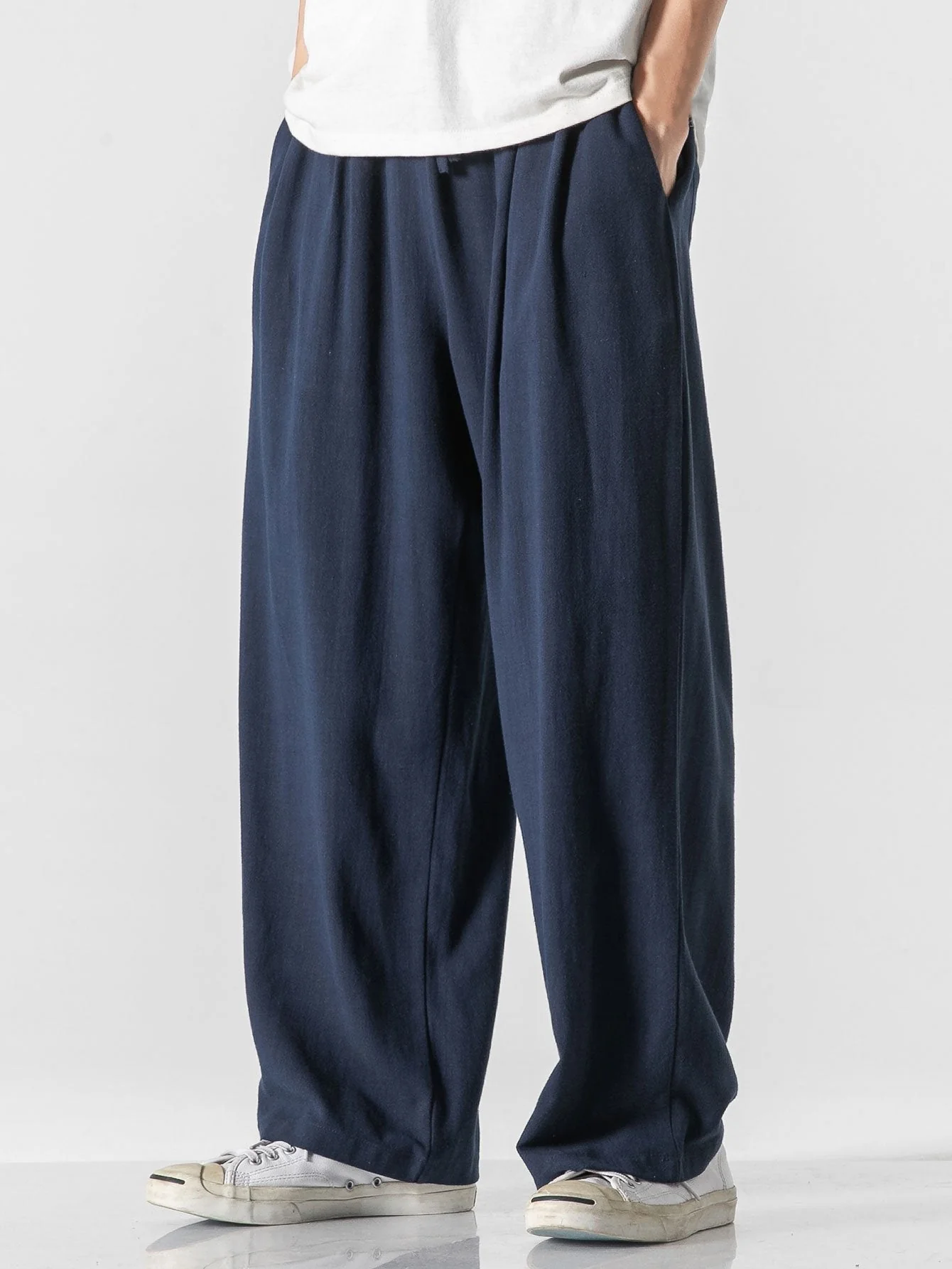 Ewan® | Wide Relax Fit Trousers In Linen And Cotton Mix - Image 8