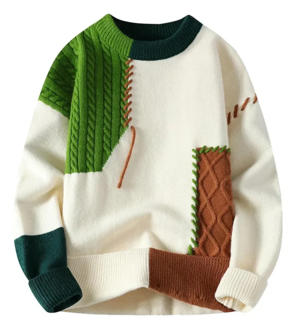Ezra® | Retro Patchwork Sweater - Image 3