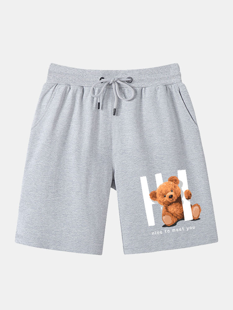 Federico | Slogan Bear Print Mid Length Shorts - Image 3