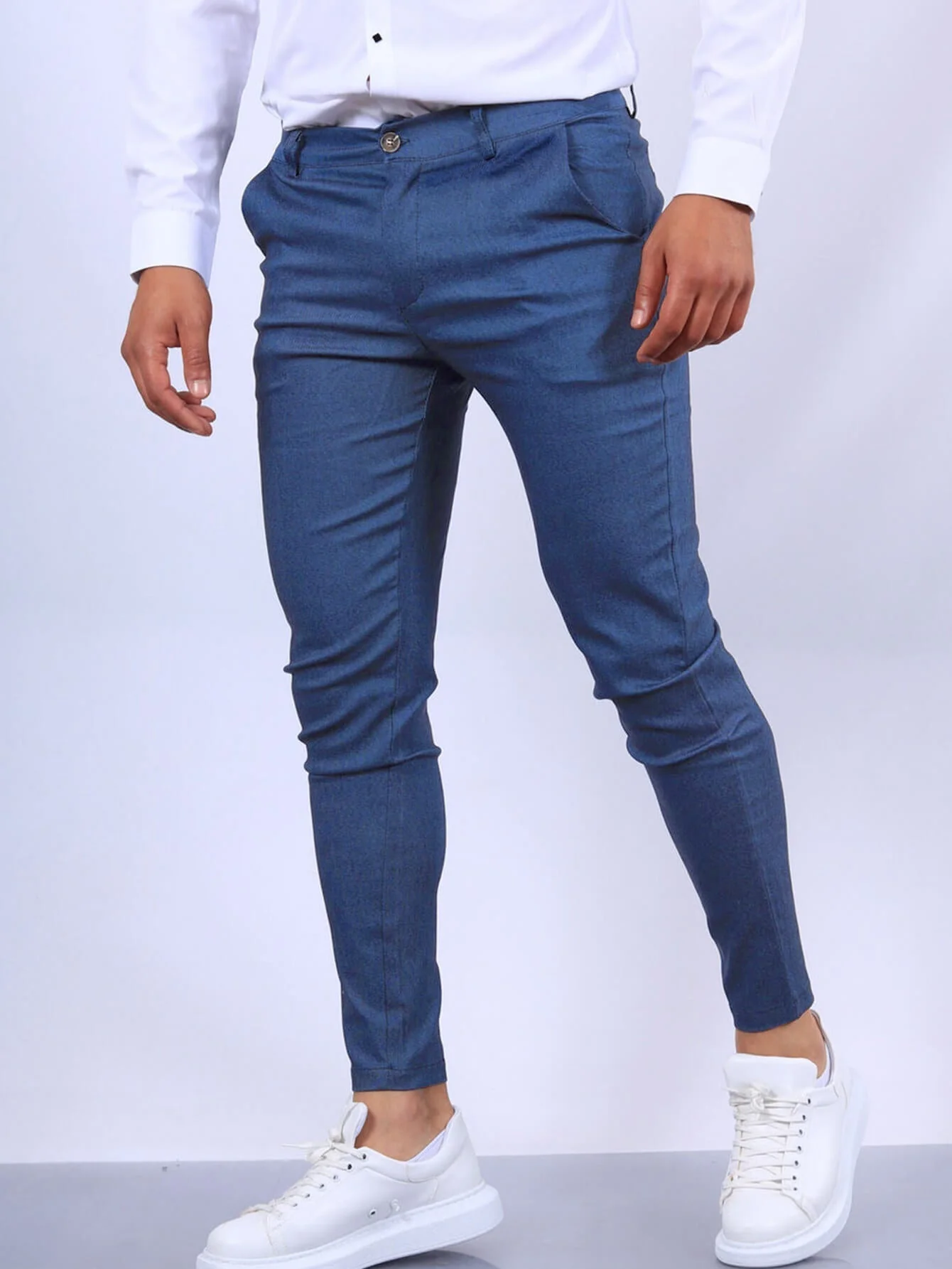 Felipe® | Blue Slim Fit Trousers - Image 4