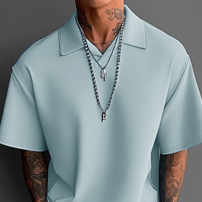 Fidel | Men'S Casual Cotton Blended Lapel Loose Short Sleeve Polo Shirt Straight Trousers Set - Image 2