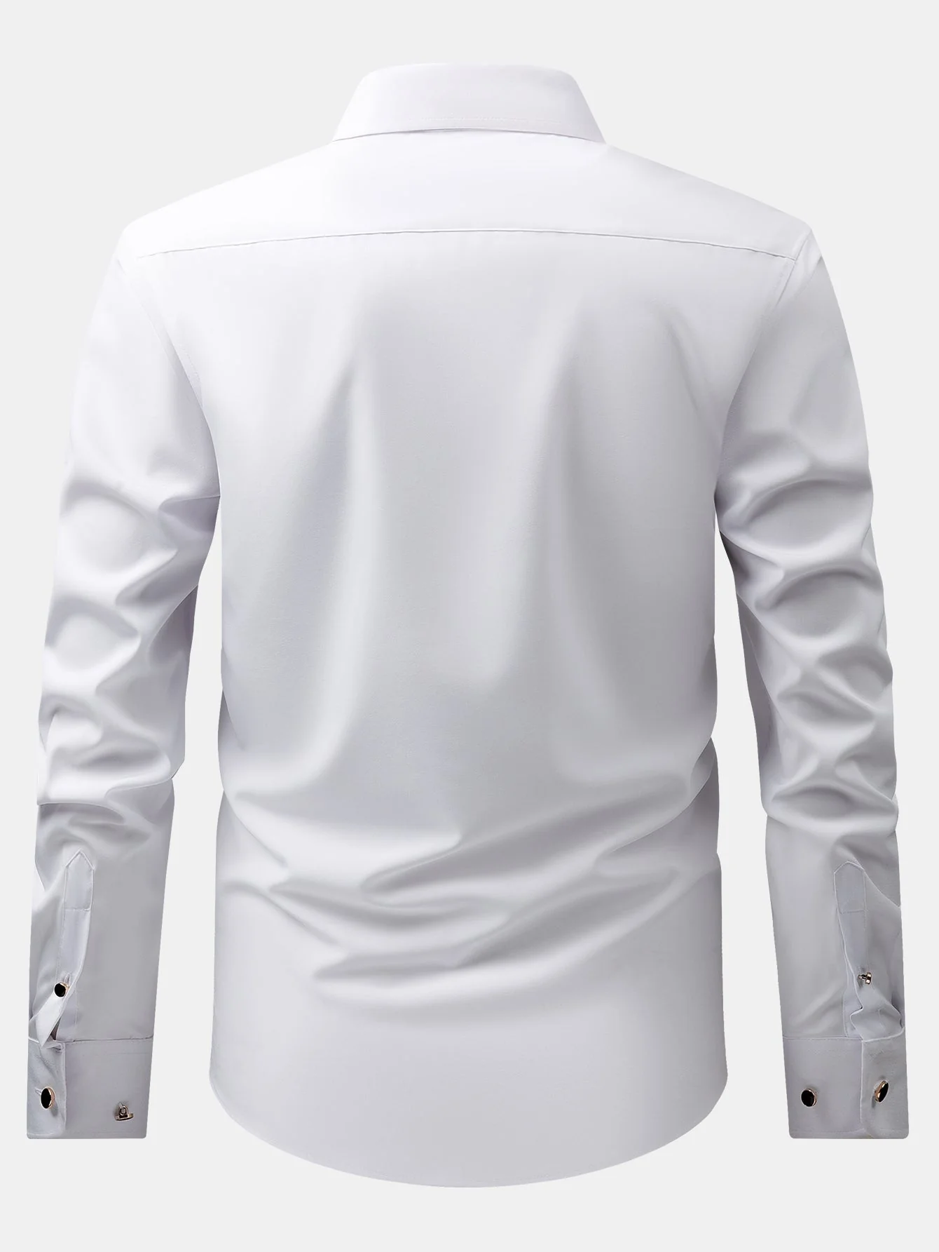 Fiorino® | Long Sleeve Dress Shirt with Faux Gemstone Metal Rim Buttons - Image 12
