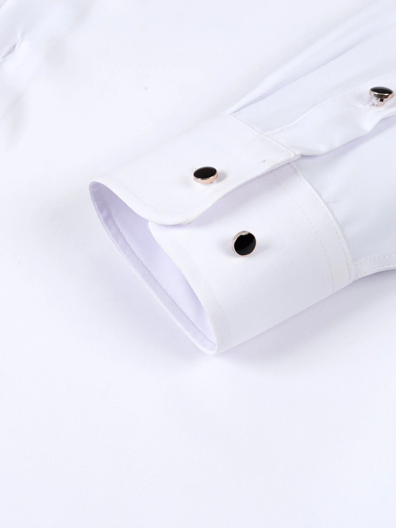 Fiorino® | Long Sleeve Dress Shirt with Faux Gemstone Metal Rim Buttons - Image 13
