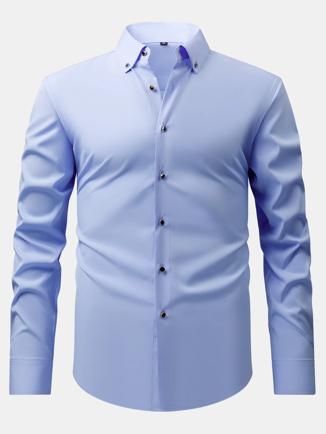 Fiorino® | Long Sleeve Dress Shirt with Faux Gemstone Metal Rim Buttons - Image 19