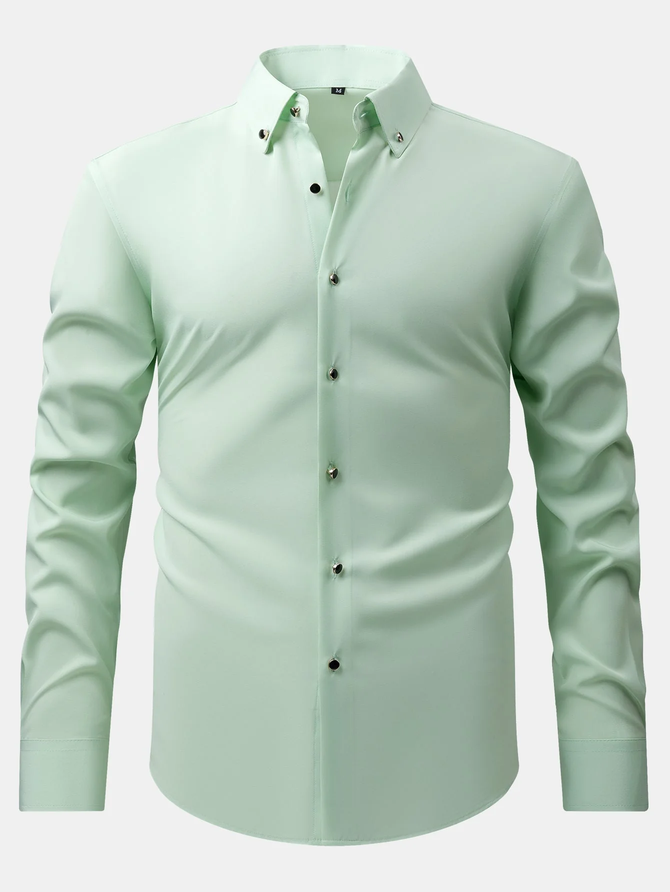 Fiorino® | Long Sleeve Dress Shirt with Faux Gemstone Metal Rim Buttons - Image 21