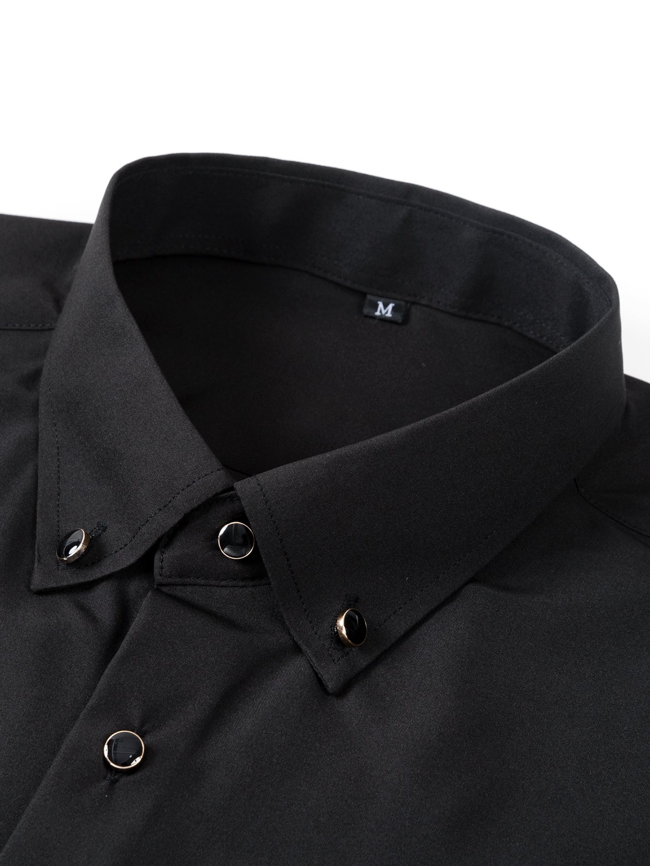 Fiorino® | Long Sleeve Dress Shirt with Faux Gemstone Metal Rim Buttons - Image 5