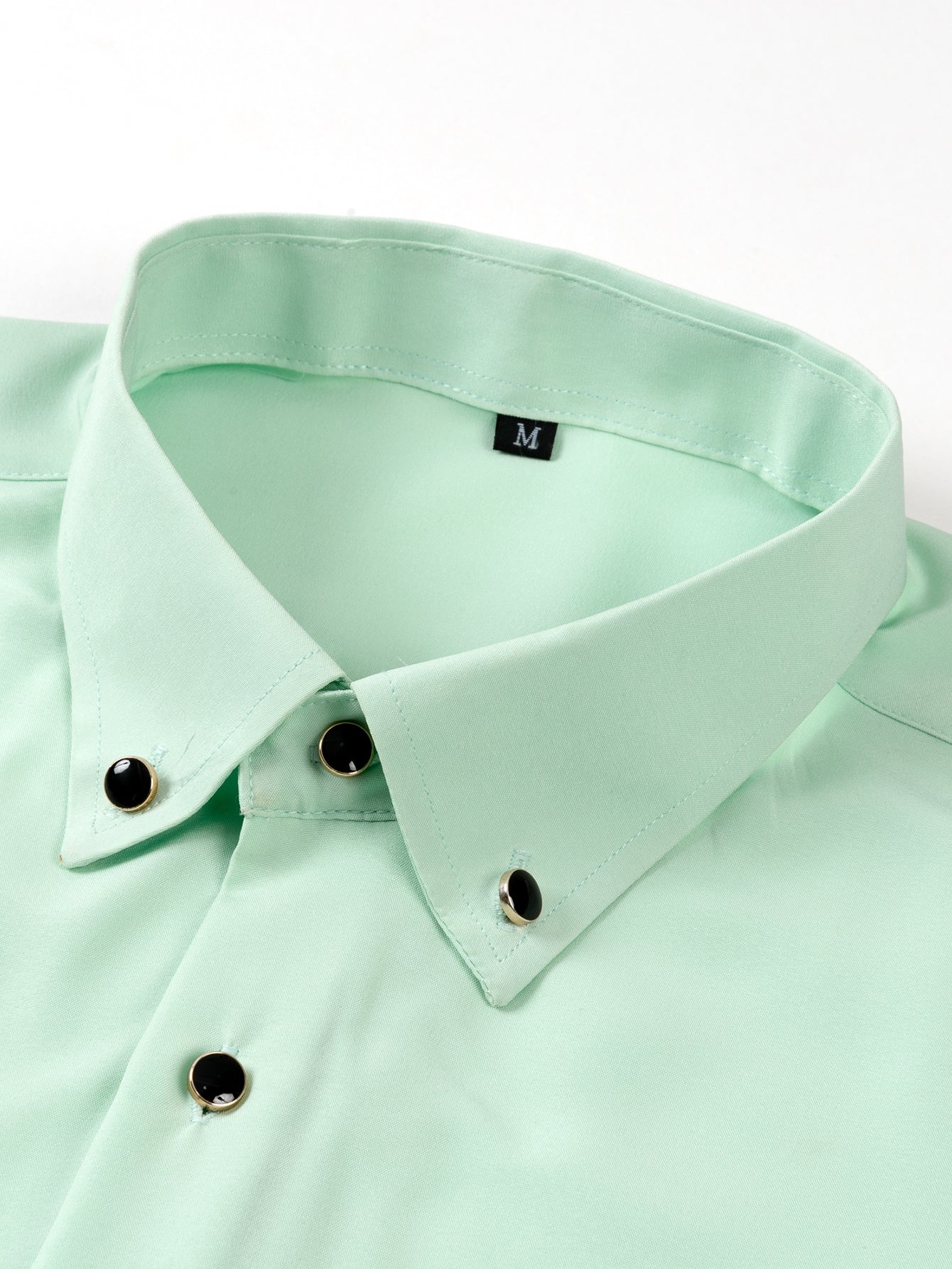 Fiorino® | Long Sleeve Dress Shirt with Faux Gemstone Metal Rim Buttons - Image 9