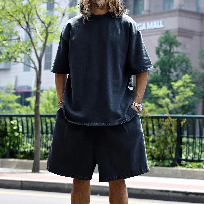 Flavius | Men's 100% Cotton Co-Ord Set – Oversized T-Shirt & Shorts Lounge Set - Image 6