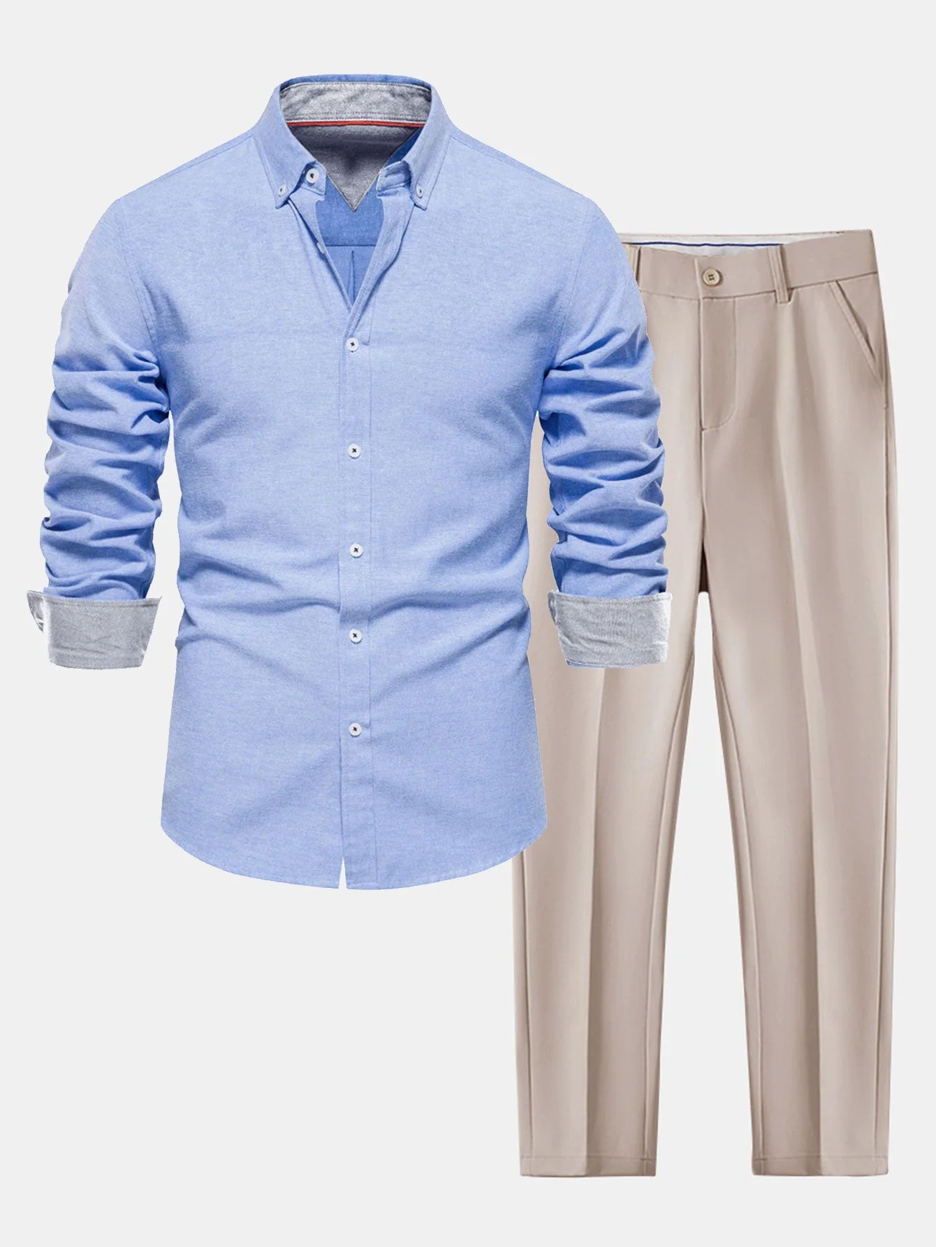 Fortunato® | Long Sleeve Button Up Oxford Shirt & Slim Fit Tapered Trousers - Image 12