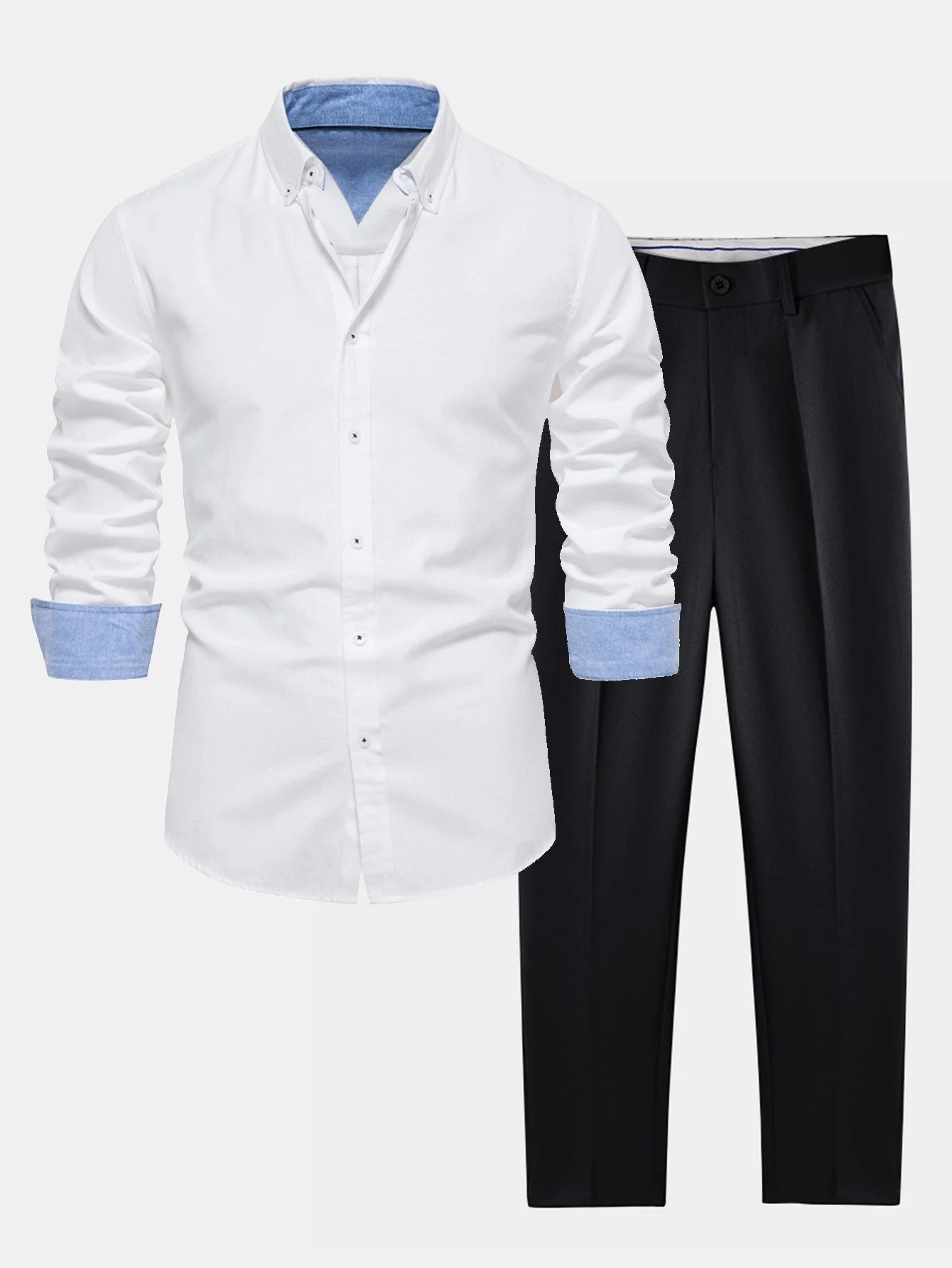 Fortunato® | Long Sleeve Button Up Oxford Shirt & Slim Fit Tapered Trousers - Image 20