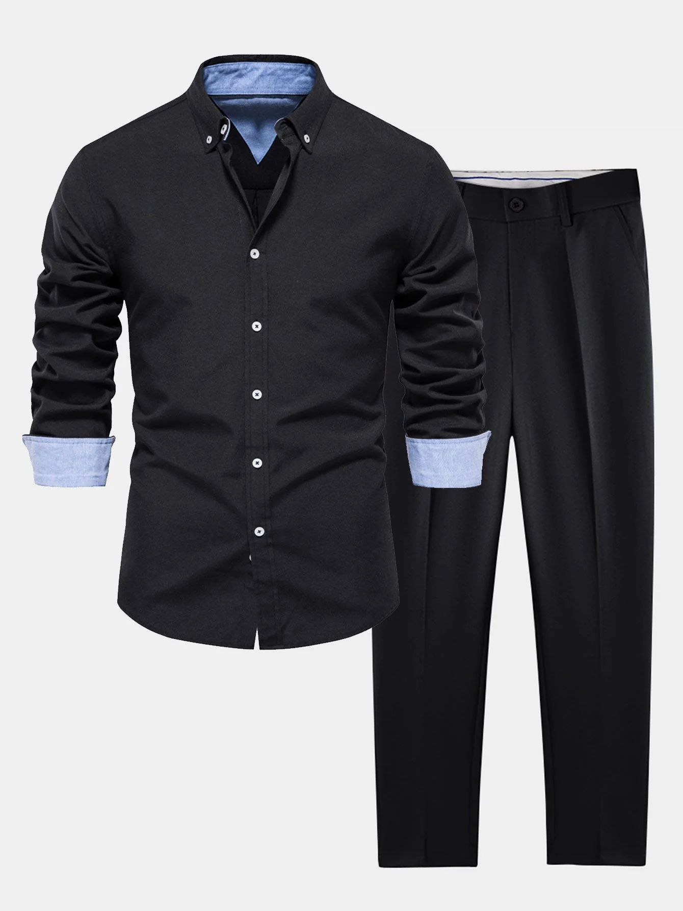 Fortunato® | Long Sleeve Button Up Oxford Shirt & Slim Fit Tapered Trousers - Image 22