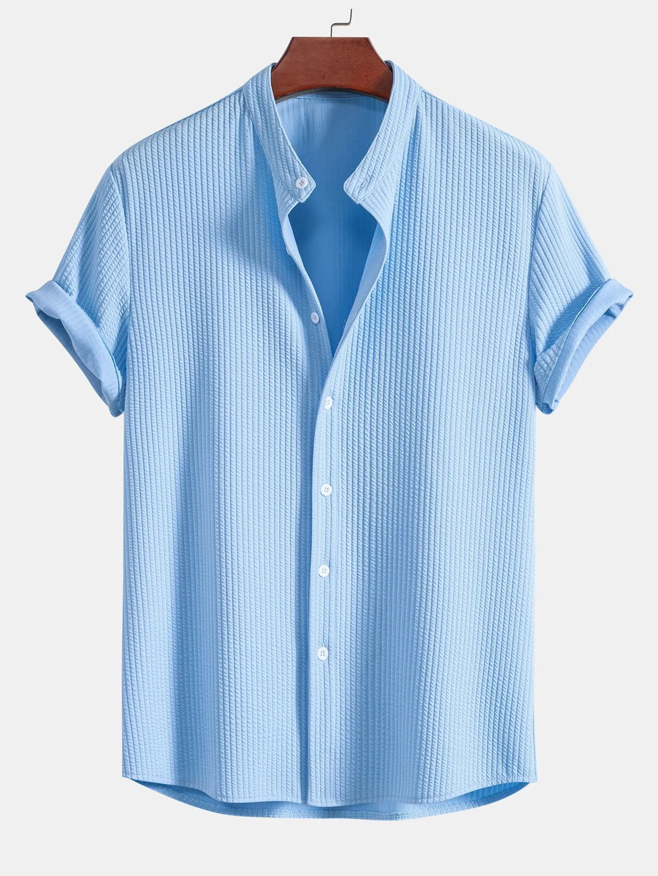 Francis® | Muscle Fit Ribbed Stand Collar Shirt & Straight Leg Ribbed Pants - Image 9