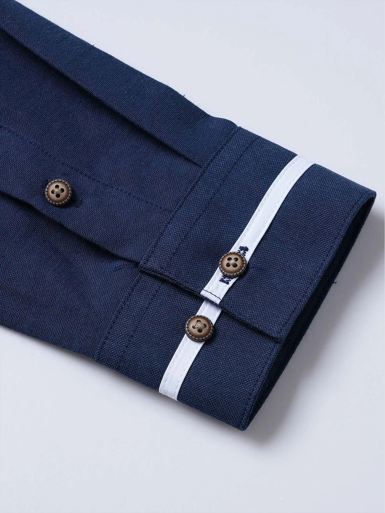 Gabino® | Long Sleeve Contrast Stand Collar Oxford Shirt - Image 3