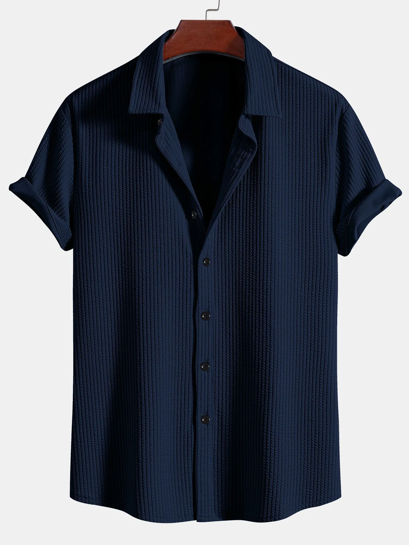 Gabriel® | Muscle Fit Ribbed Button Up Shirt - Image 8