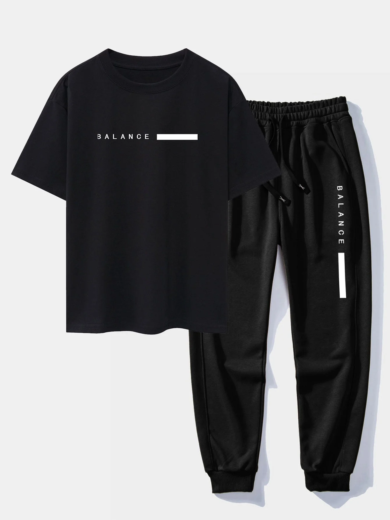 Gael® | Balance Stripe Print Drop Shoulder Oversize T-Shirt & Jogging Pants - Image 2