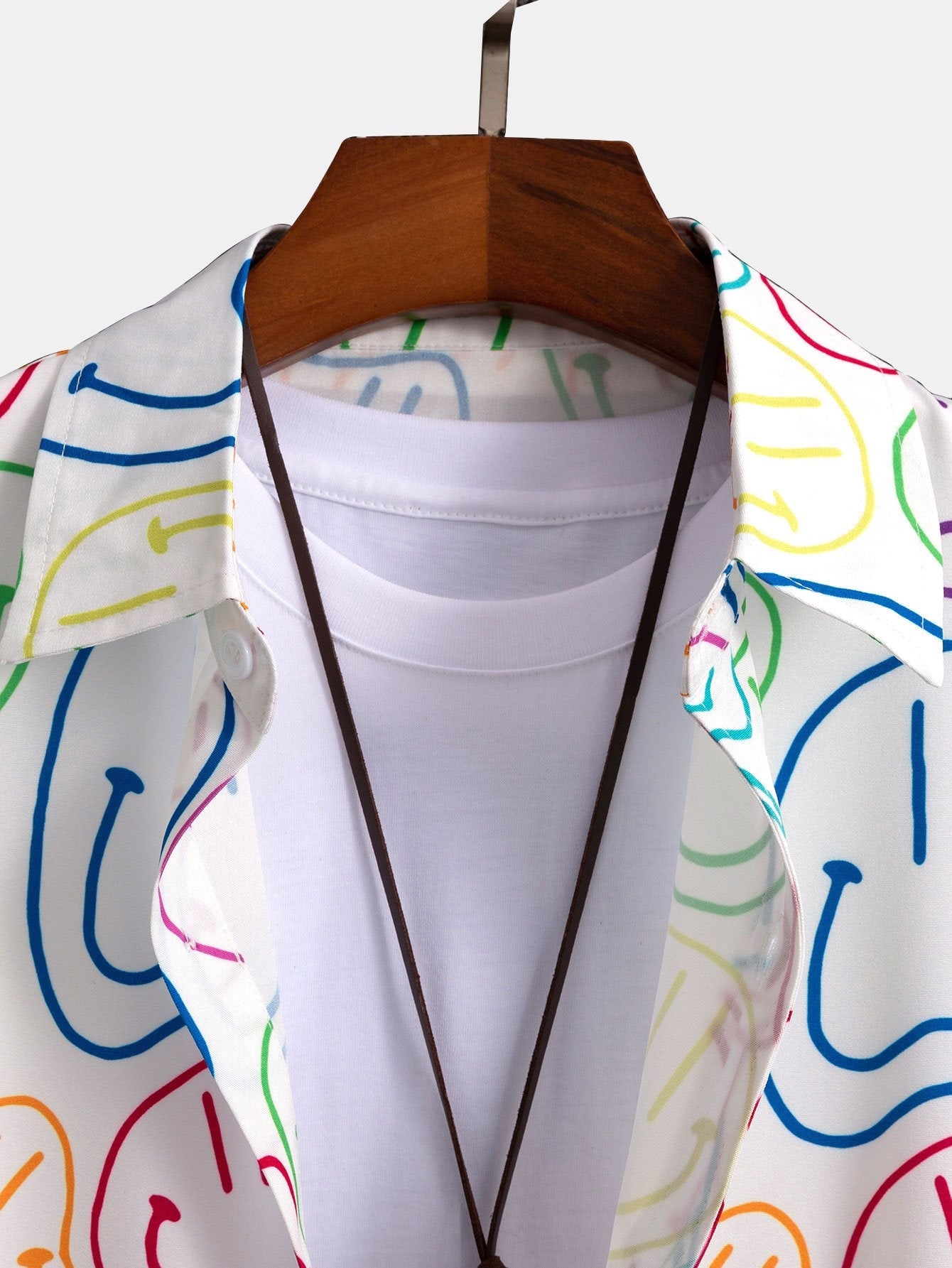 Gareth® | Colorful Smiley Print Button Up Shirt - Image 3