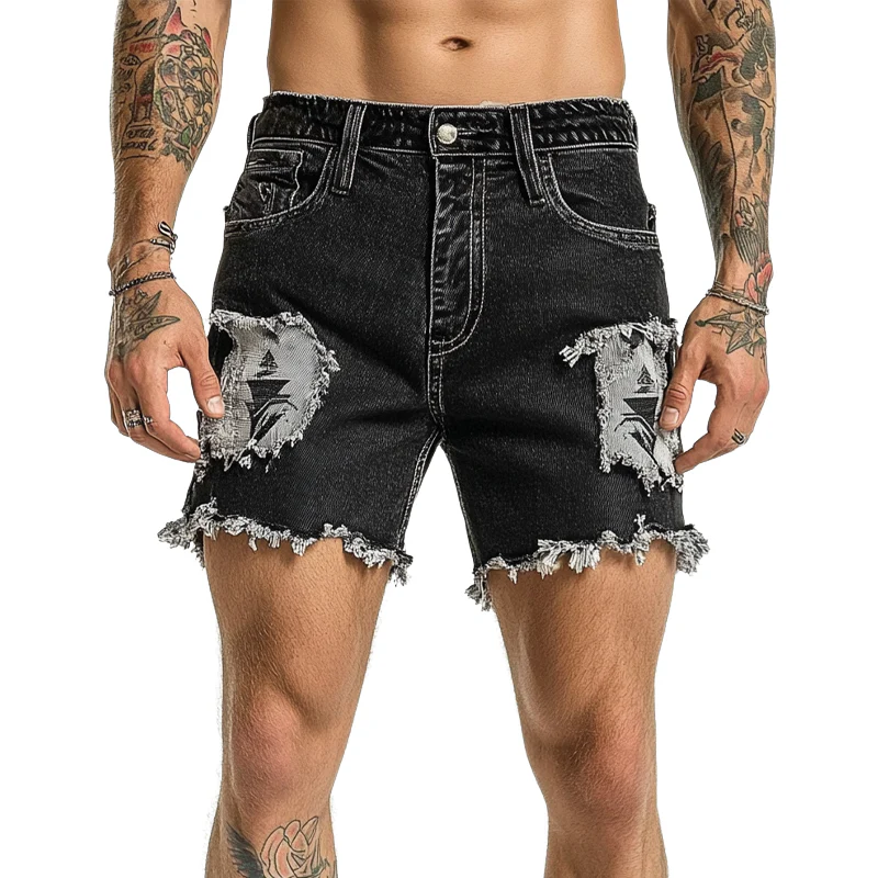 George | Men'S Ripped Embroidered Denim Shorts