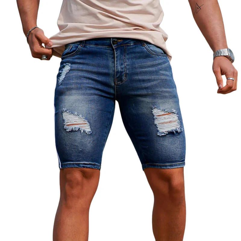 Gerald | Men'S Ripped Sports Denim Shorts - Image 4