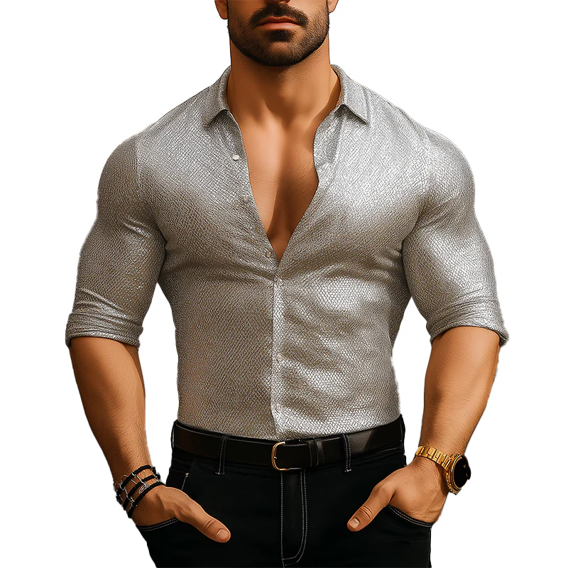 Gerardo | Men'S Summer Fashion Textured Fabric Long Sleeve Shirt