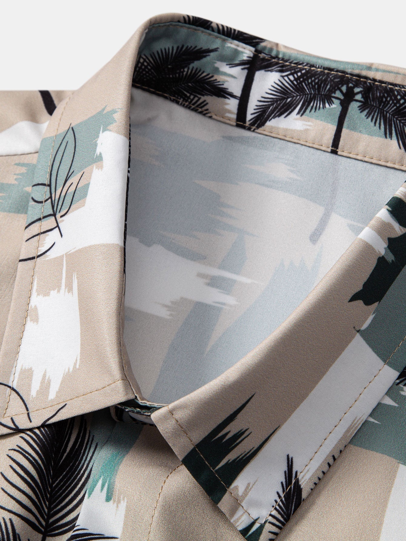 Gervasio® | Palm Tree Color Block Print Button Up Shirt - Image 3