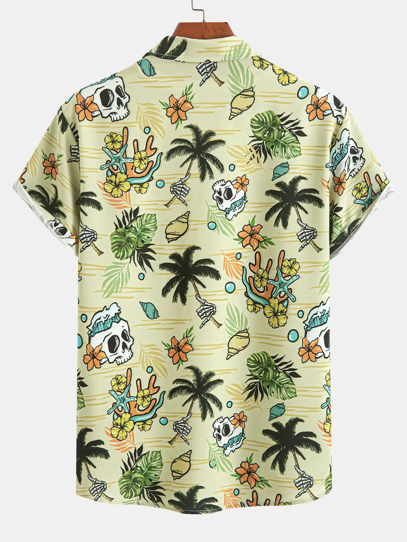 Gonzalo® | Tropical Wilderness Skull Print Button Up Shirt & Man Mid Length Drawstring Swim Shorts - Image 4