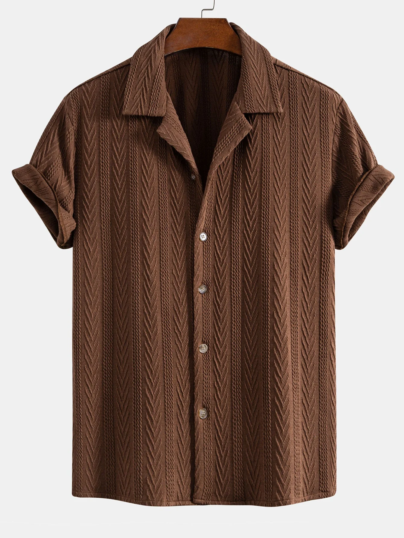Gordon® | Texture Jacquard Cuban Shirt & Crinkled Textured Drawstring Shorts - Image 6