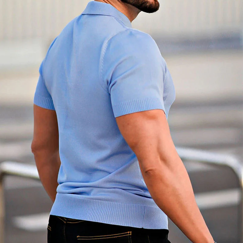 Greg | Men'S Solid Color Summer Knitted Short-Sleeved Polo Shirt - Image 2