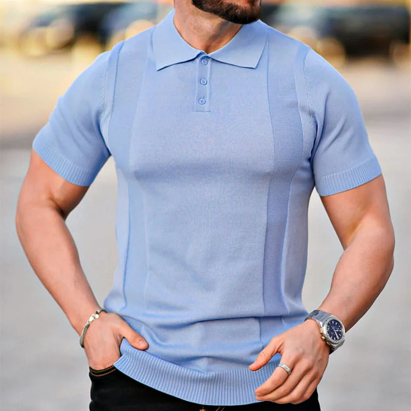 Greg | Men'S Solid Color Summer Knitted Short-Sleeved Polo Shirt - Image 3
