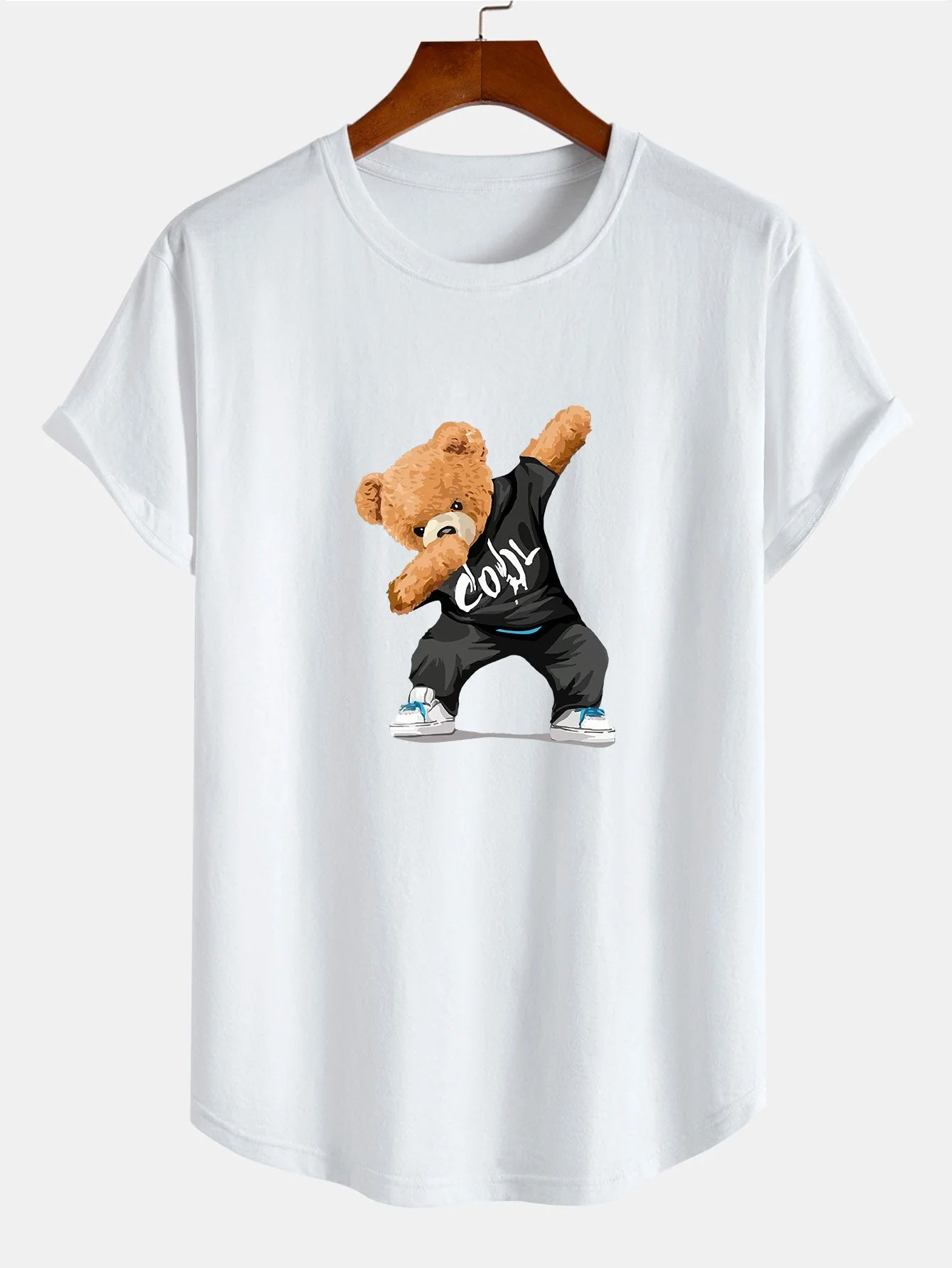 Guillermo® | Cool Bear Print Cotton Arc Hem T-Shirt - Image 2