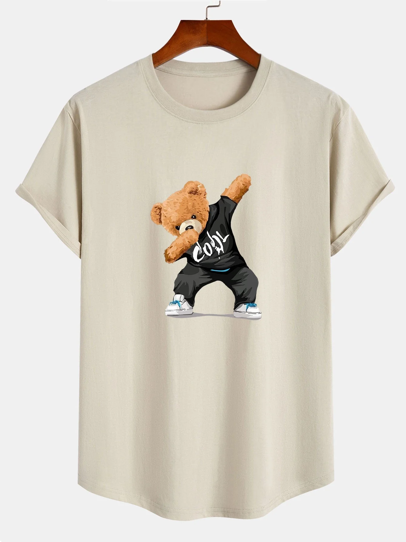 Guillermo® | Cool Bear Print Cotton Arc Hem T-Shirt - Image 3