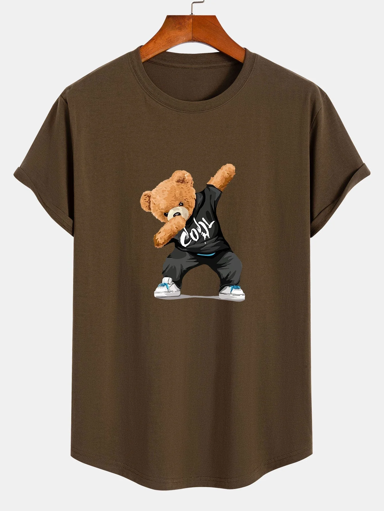 Guillermo® | Cool Bear Print Cotton Arc Hem T-Shirt - Image 4