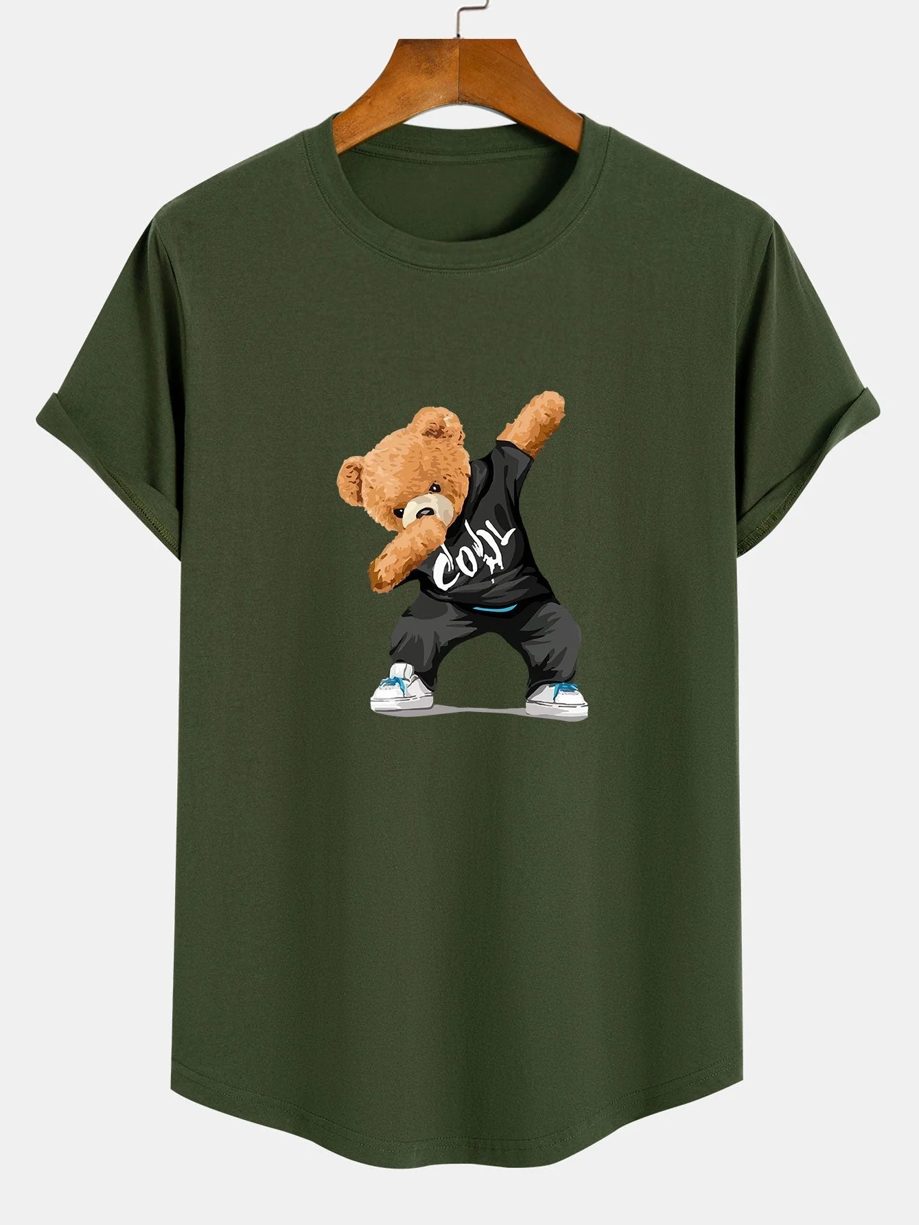 Guillermo® | Cool Bear Print Cotton Arc Hem T-Shirt - Image 5