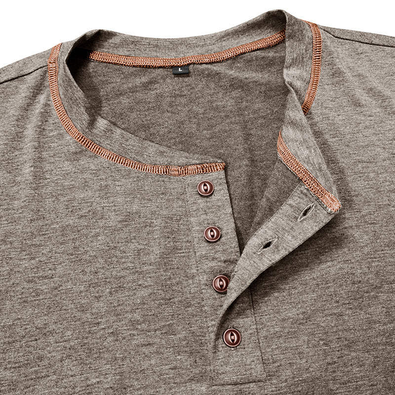 Gustavo | Men'S Spring And Summer Fashion Casual Cotton Blended Henley Collar Slim Short Sleeve T-Shirt - Image 8