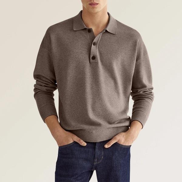 Hadrian | Men's Polo Shirt – Long Sleeve Knit Cotton Blend - Image 6