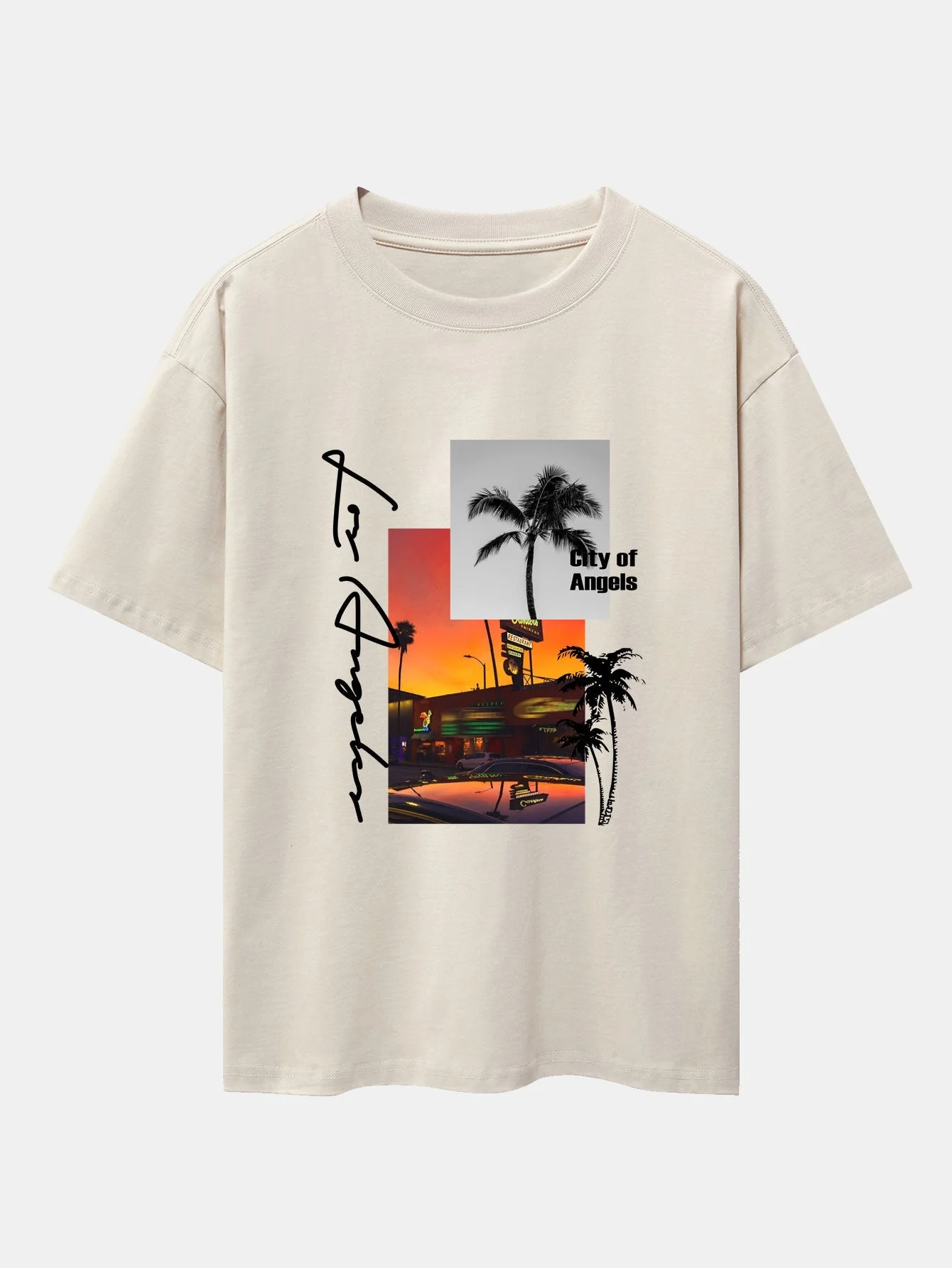 Haroldo® | Los Angeles Scenery Print Drop Shoulder Oversize T-Shirt & Swim Shorts - Image 5