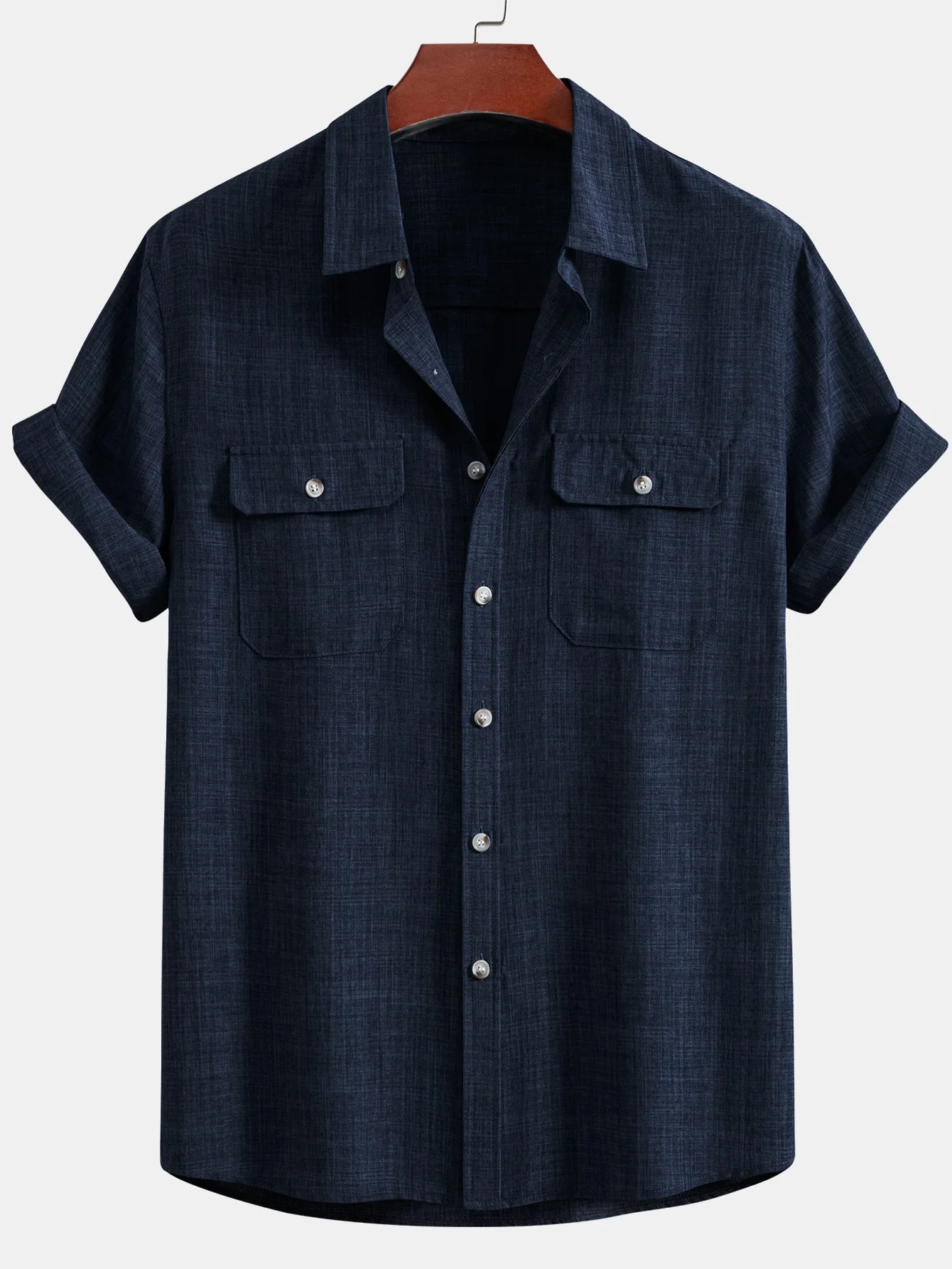 Harry® | Textured Button Up Shirt With Two Pockets & Straight Leg Linen Pants - Image 4