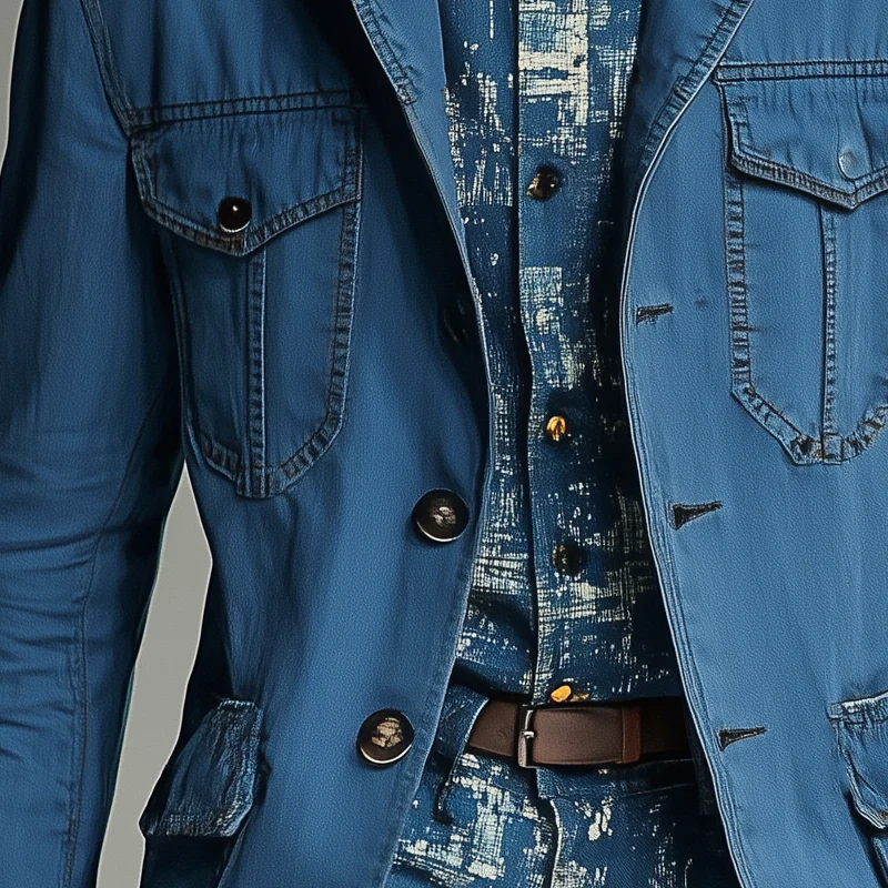 Harvey | Men'S Vintage Washed Navy Style Mid-Length Denim Trench Coat - Image 2