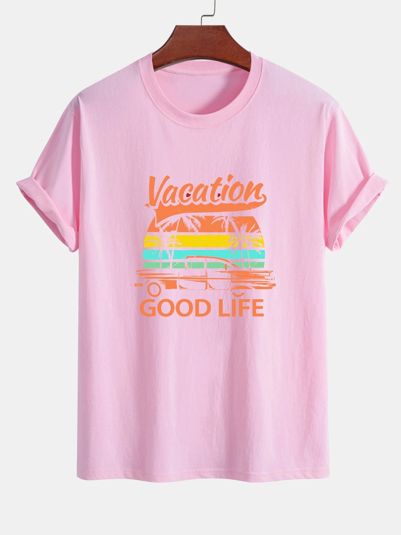 Heladio® | Good Life On Vacation Print Cotton T-Shirt - Image 11