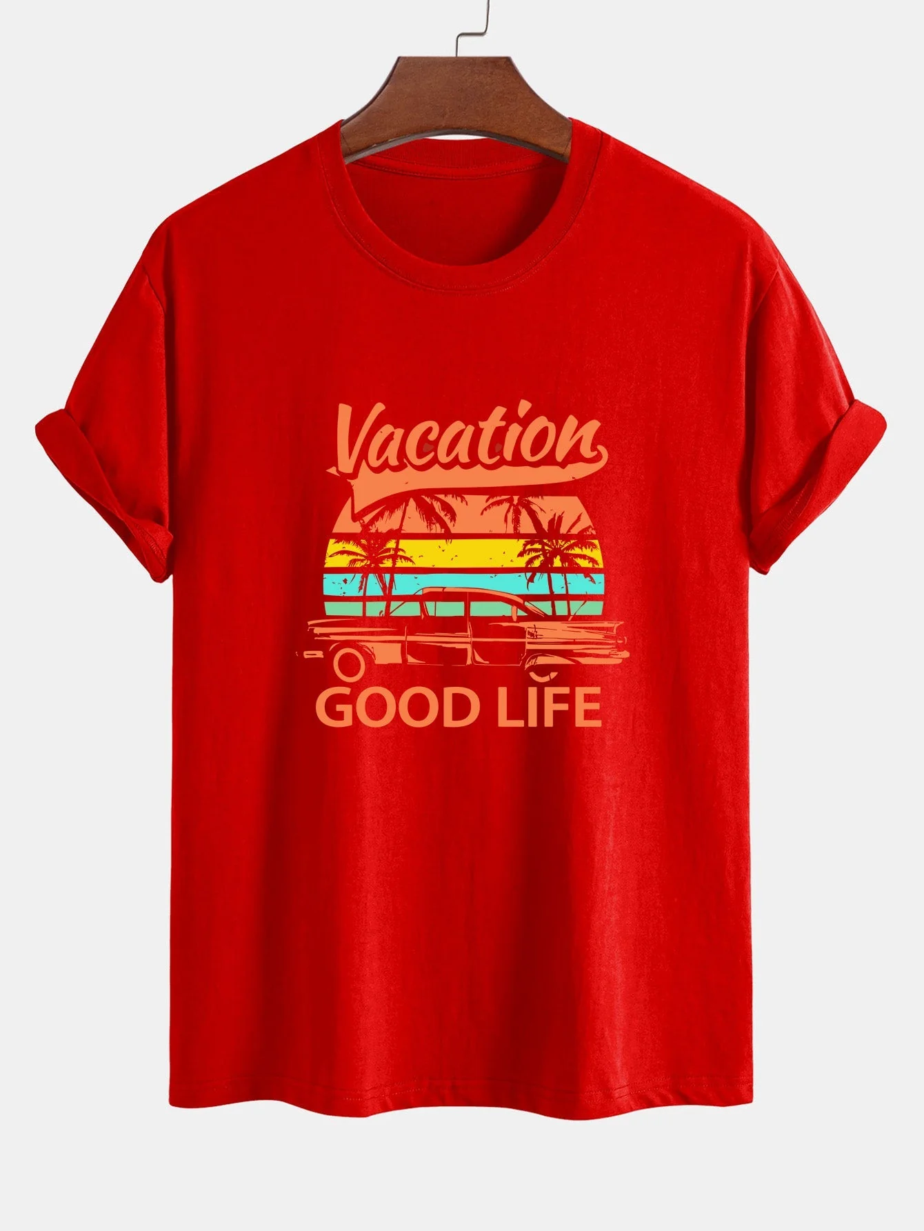 Heladio® | Good Life On Vacation Print Cotton T-Shirt - Image 16