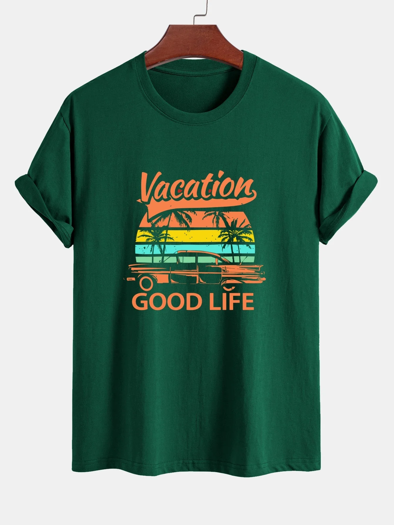 Heladio® | Good Life On Vacation Print Cotton T-Shirt - Image 8