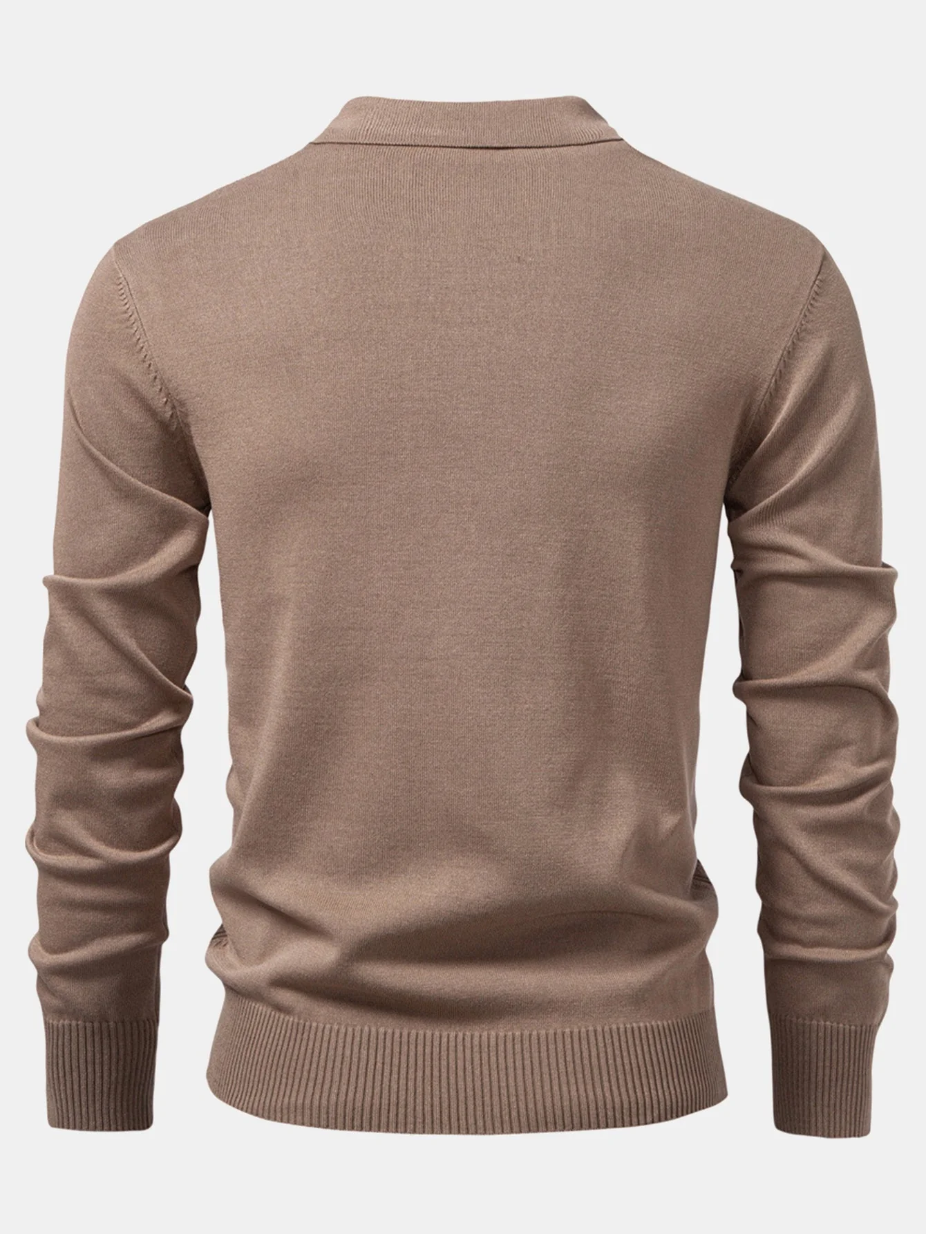 Henoch® | Long Sleeved Knitted Geometric Jacquard Zippe Polo Shirt - Image 6