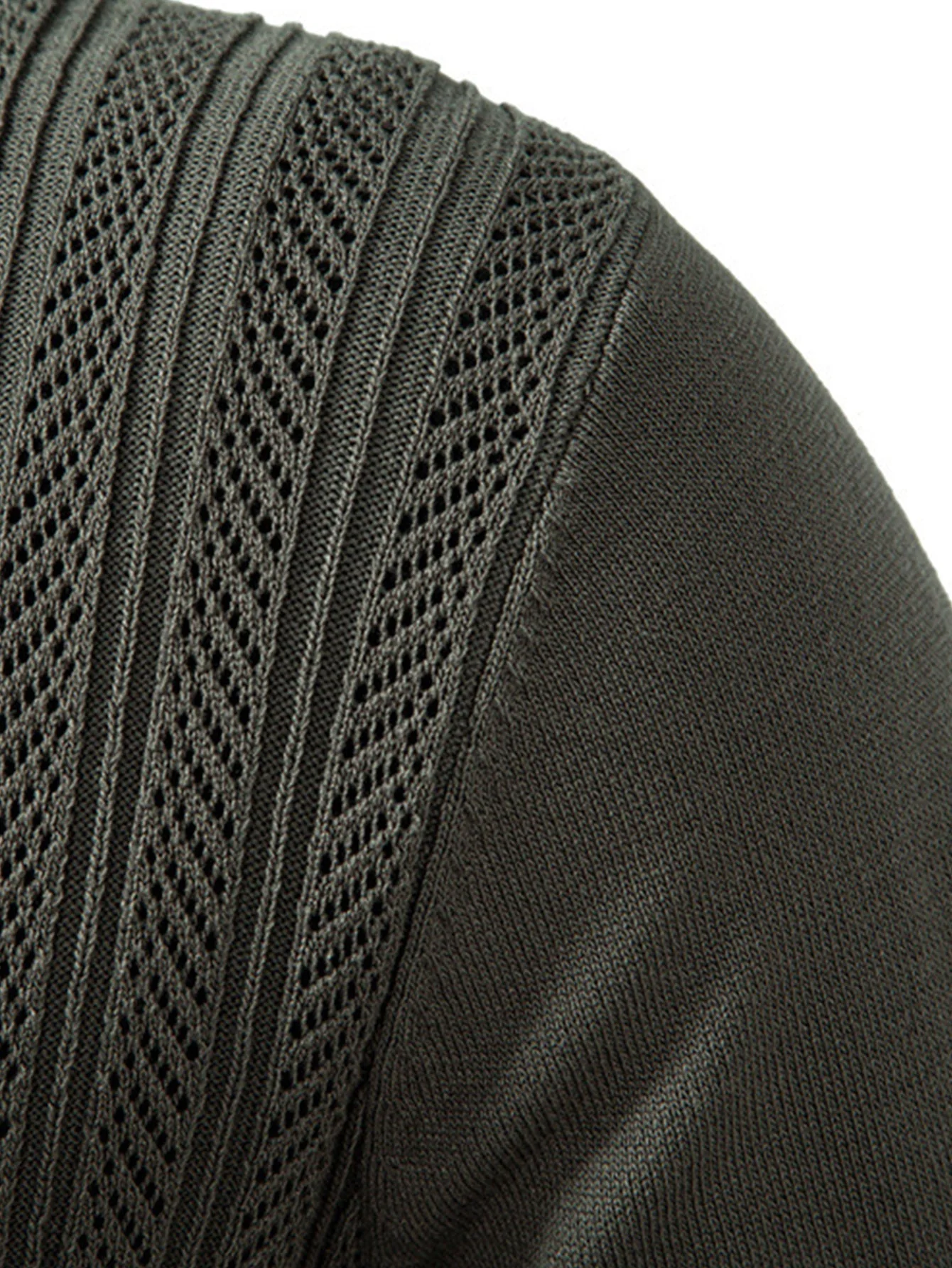 Henoch® | Long Sleeved Knitted Geometric Jacquard Zippe Polo Shirt - Image 9