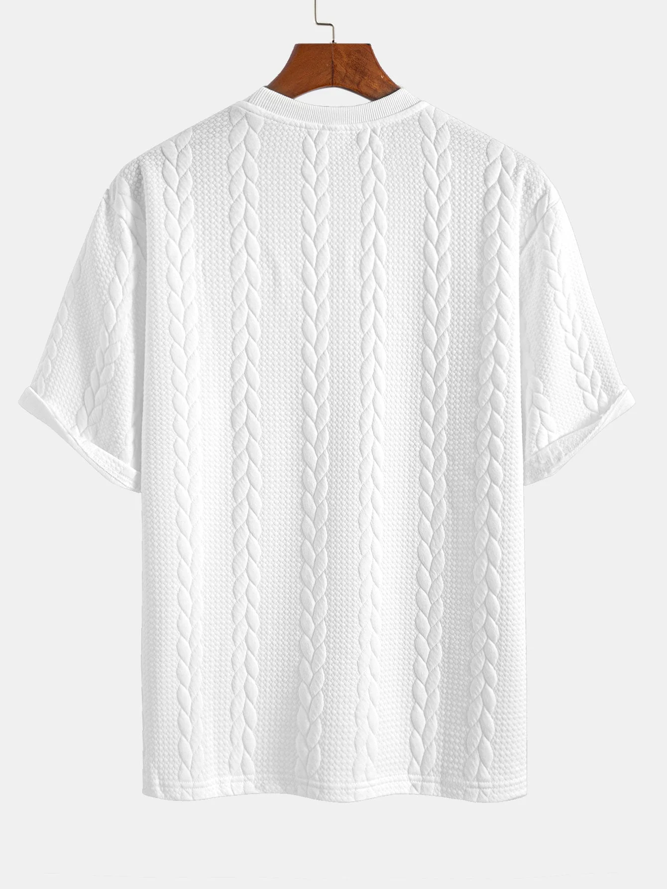 Heraclio® | Relax Fit Mid-Length Sleeve Twist Jacquard T-Shirt & Shorts - Image 6
