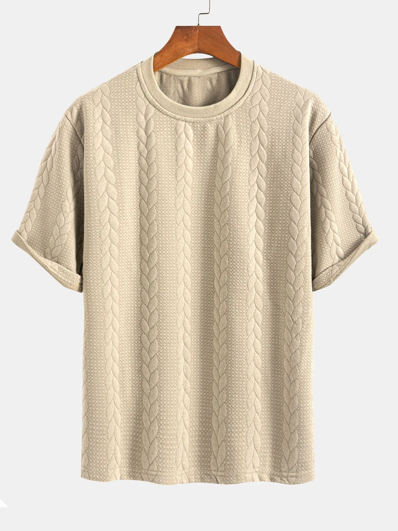 Heraclio® | Relax Fit Mid-Length Sleeve Twist Jacquard T-Shirt & Shorts - Image 9