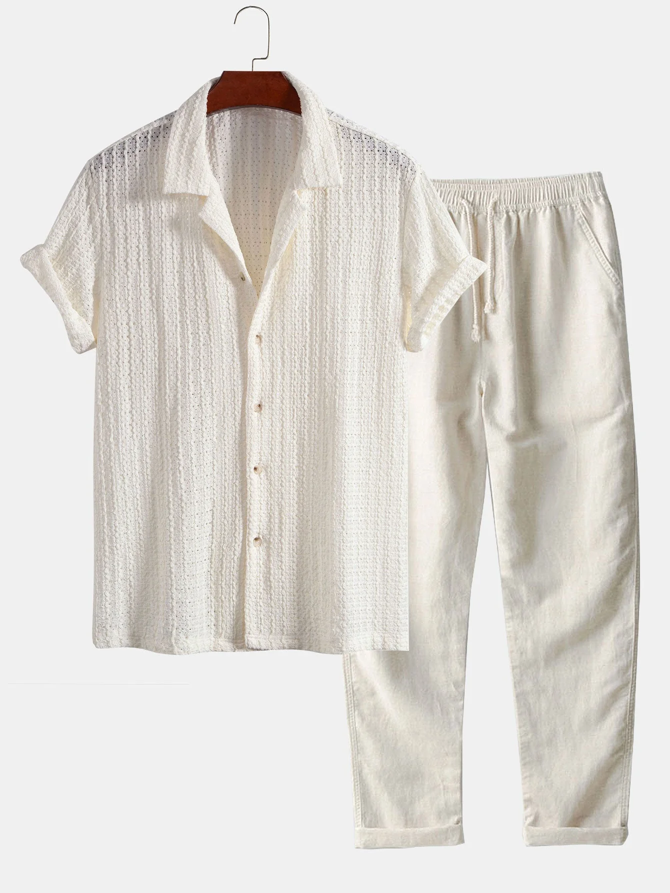 Herbert® | Texture Jacquard Cuban Shirt & Straight Leg Linen Pants - Image 2