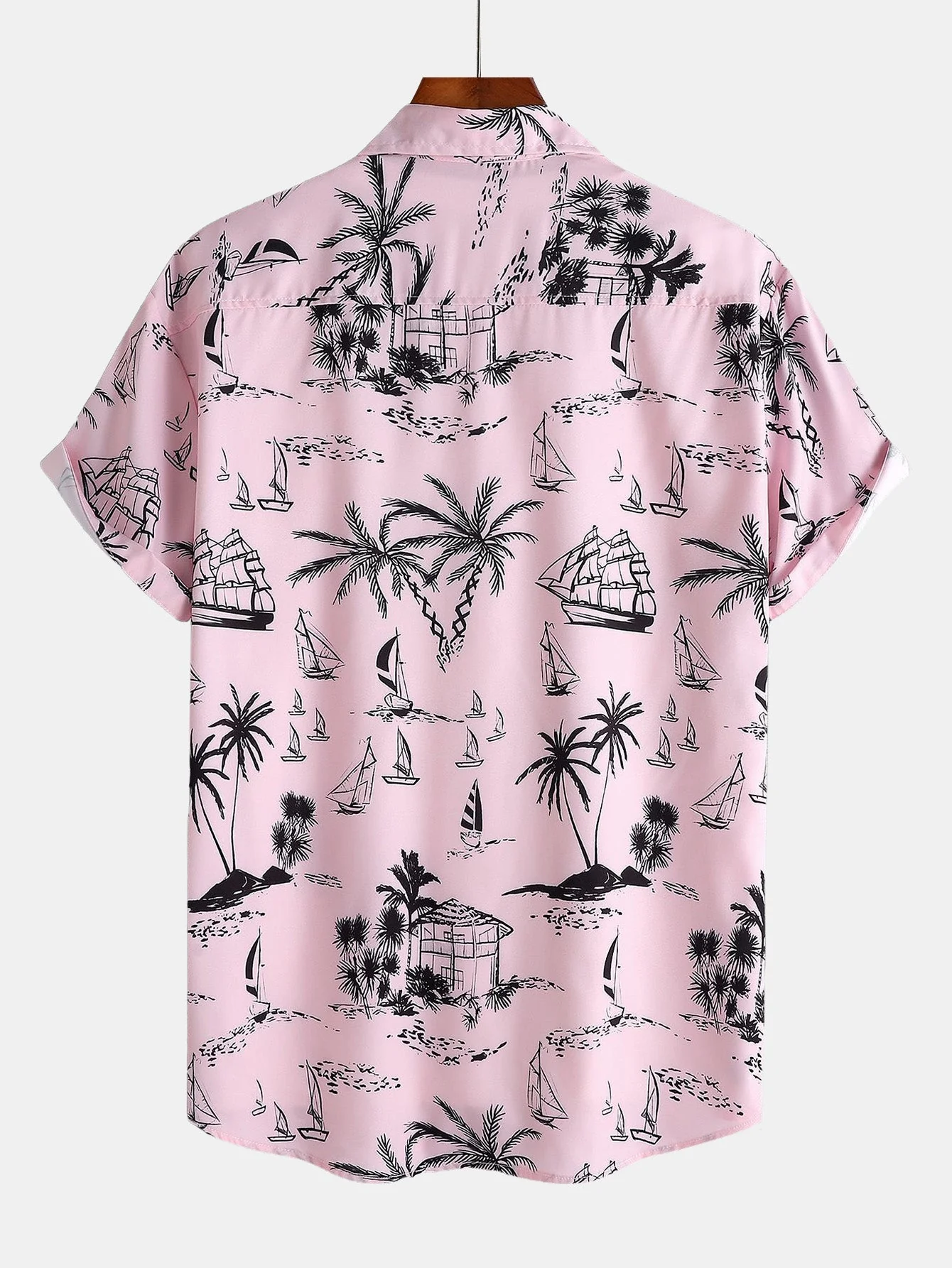 Hermes® | Palm Tree Sailboat Print Button Up Shirt & Swim Shorts - Image 3
